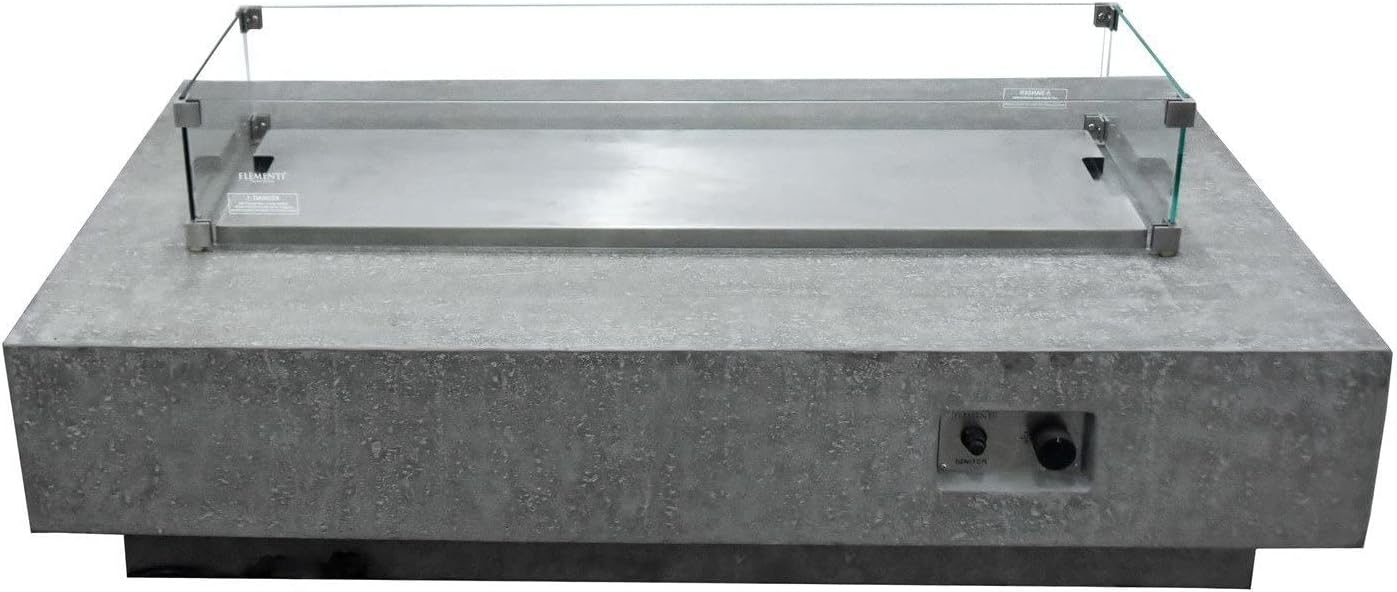 Elementi Rectangular Outdoor Gas Fire Pit Table, Natural Gas Fire Pits for Outside Patio Includes Canvas Cover & Lava Rocks, Firepit Outdoor Fireplace for Backyard Gas Fire Pits & Outdoor Fireplaces