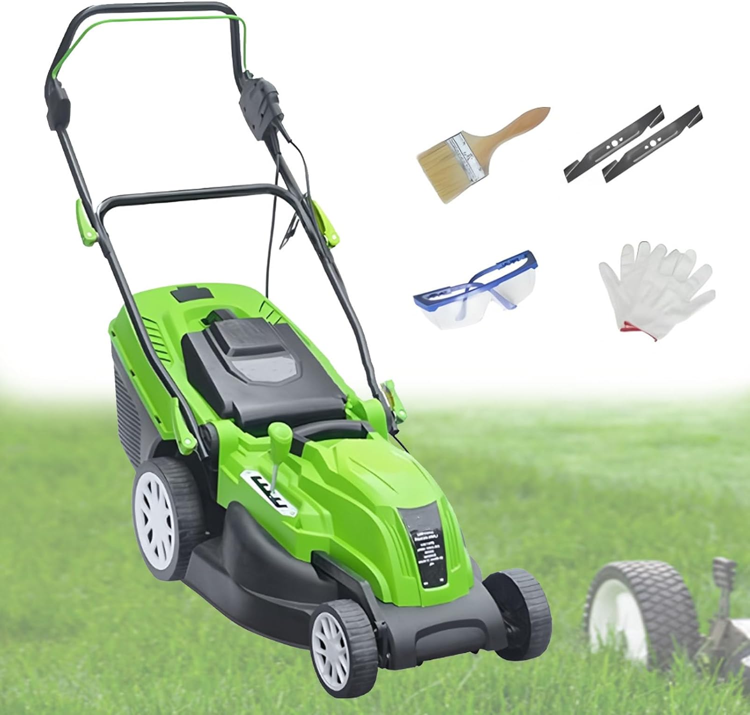 Lawn Mower, Electric Corded Push Lawn Mower, 3-Position Height Adjustment with Grass Catcher, Quick-Fold, for Garden Yard 2700W/42CM-Cord65M