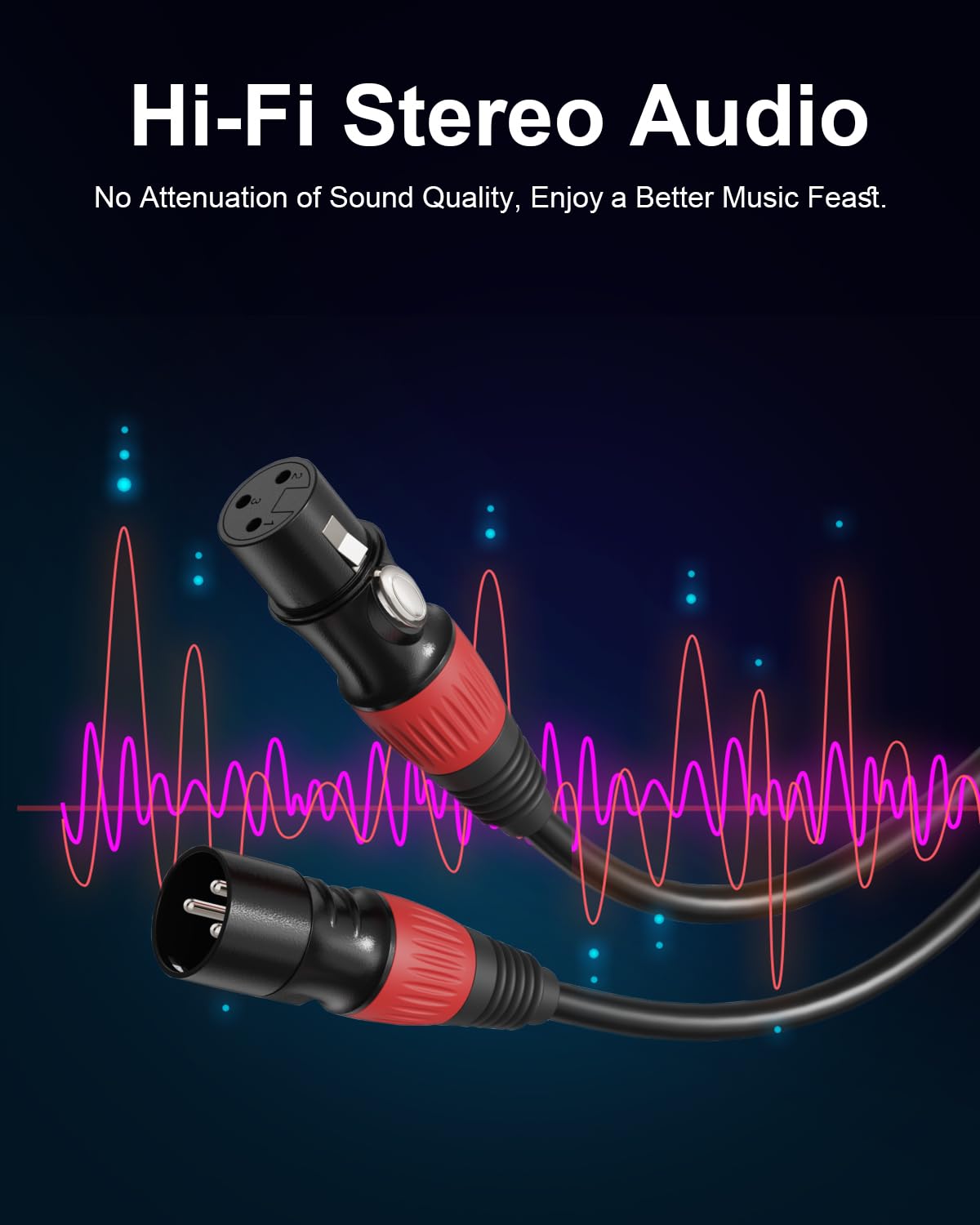 6 Pack 25ft Color-Coded XLR Cable (Male to Female), OFC Microphone Cord for Recording Mixer, Amplifier, Podcast, Stage & Studio Pro Audio Equipment