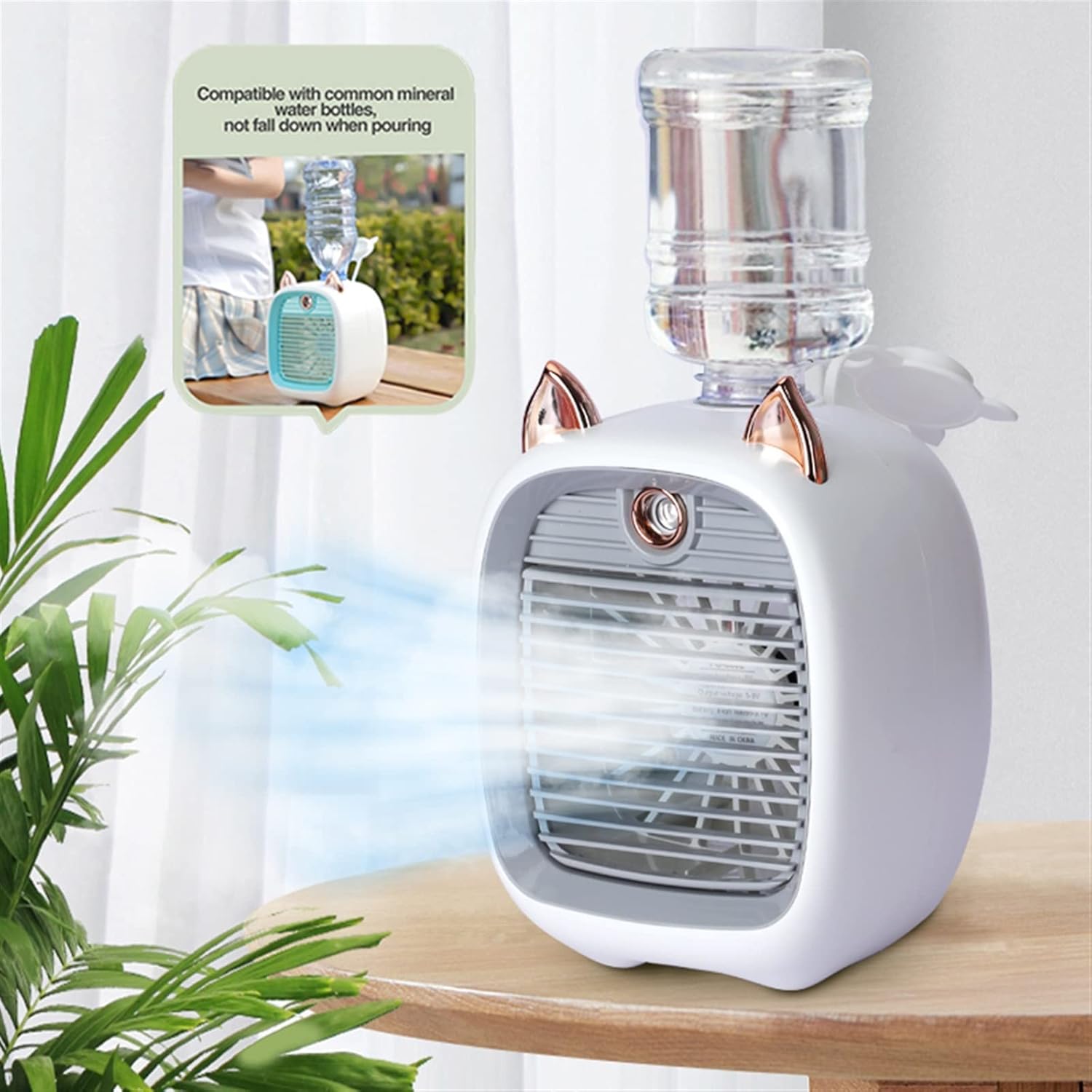 Humidifiers for Bedroom 1200/2400mAh Air Conditioner Portable Camping Fan Rechargeable Spray Cooling Cute Air Humidifier Fan Outdoor Home Humidifier for Home (Color : 1200mAh Pink)