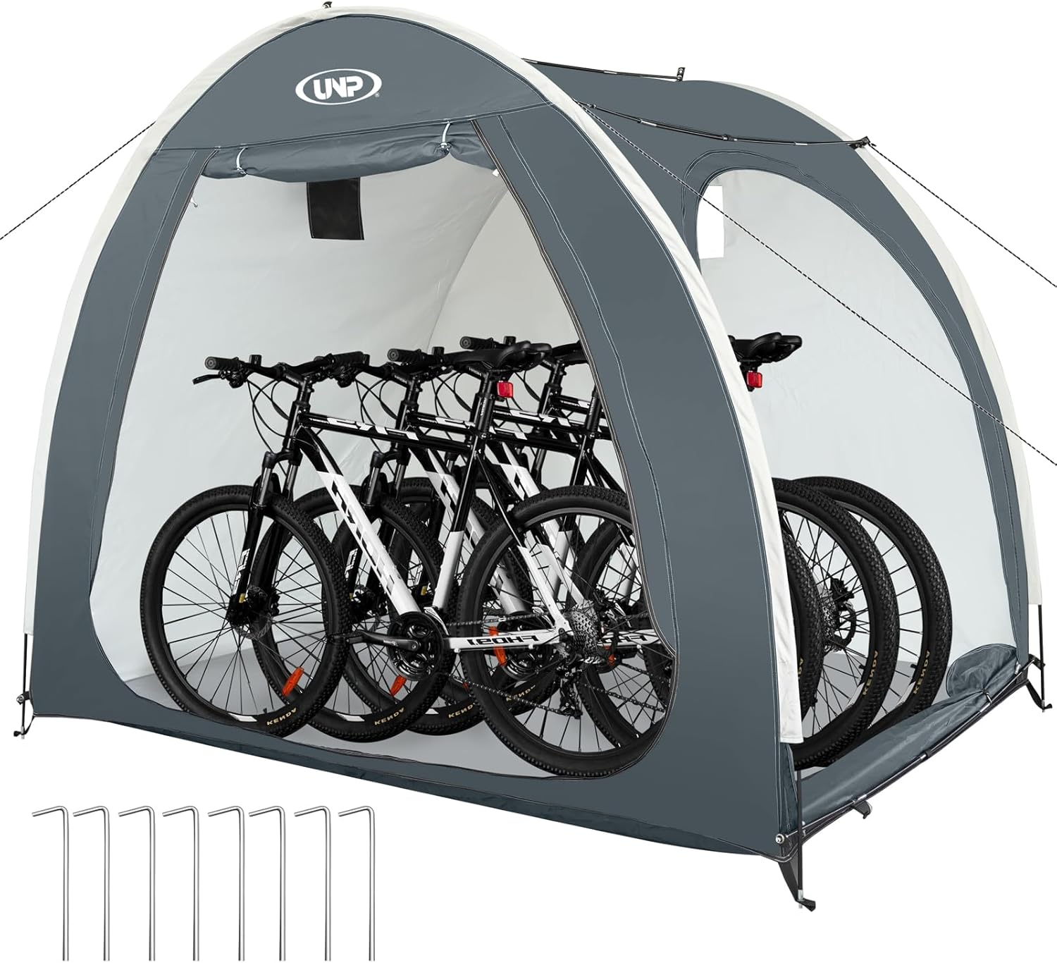 UNP Bike Storage Shed Tent, Portable Outdoor Bike Storage with 210D Oxford Thick PU4000 Waterproof for 1/2/3/4 Bikes, Bike Covers Storage Shed Tent for Bicycles, Lawn Mower, Garden Tools