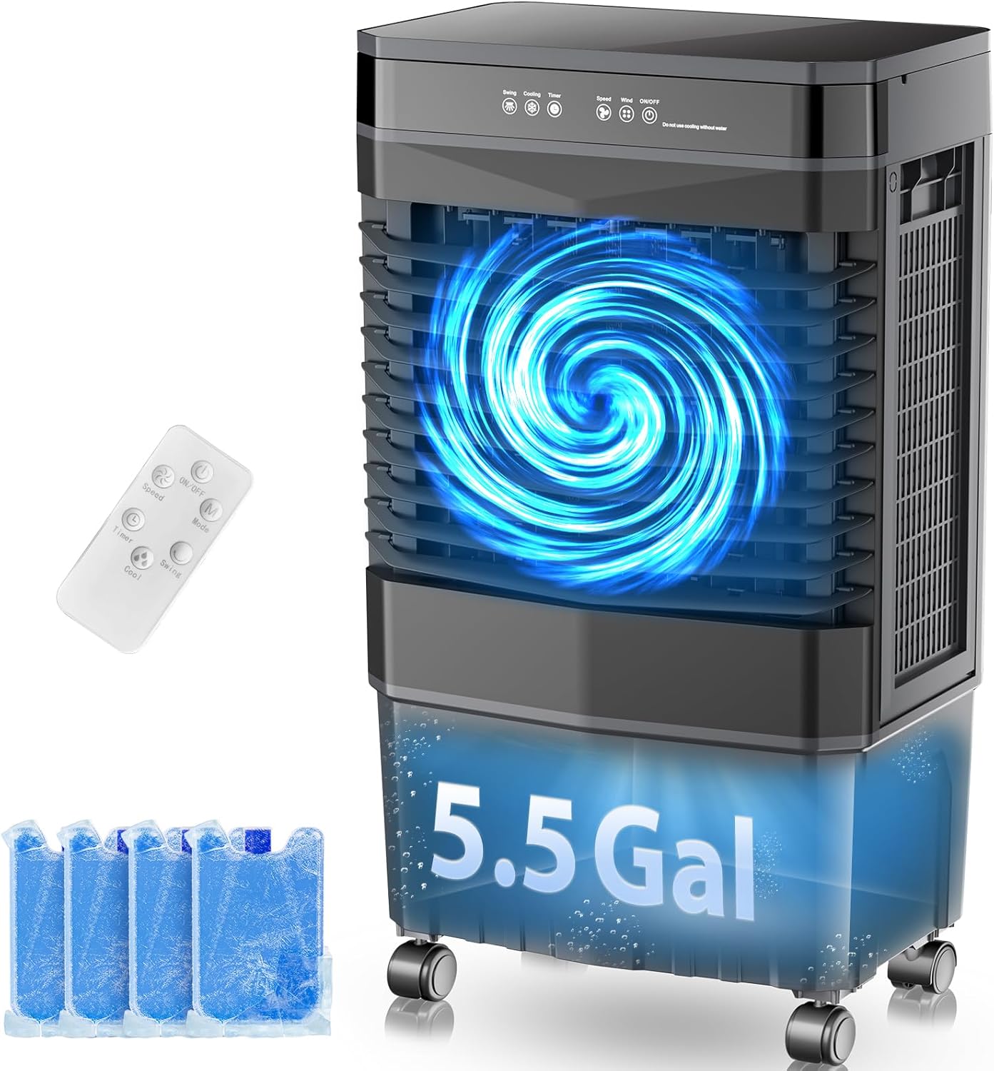 Auertech 5.5 Gal Swamp Cooler, 1800 CFM Portable Evaporative Air Cooler with 3 Speeds, Remote, 12H Timer, 120°Oscillation, Portable Air Coolers for Room, Garage, Bedroom