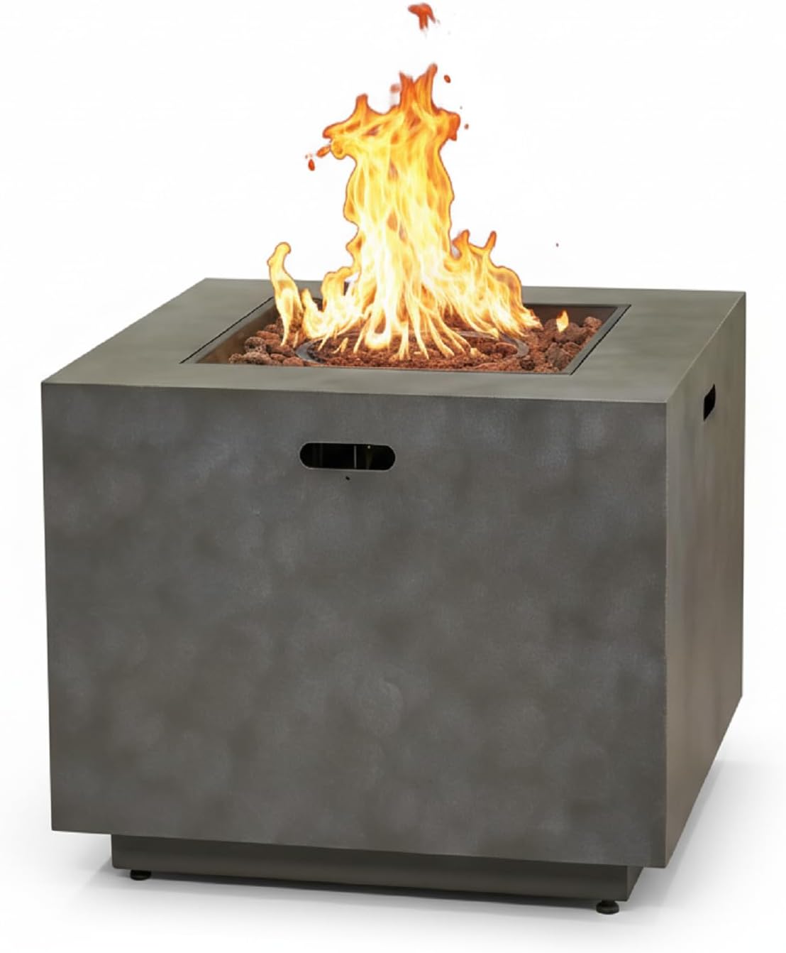 Square Propane Fire Pit Table with Built-in Tank Space, 50,000 BTU Outdoor Fire Pit in Stone Gray, Portable Heating for Outside Use, 33 Inch Iron Gas Fire Pits for Patio Backyard Garden, Only Table