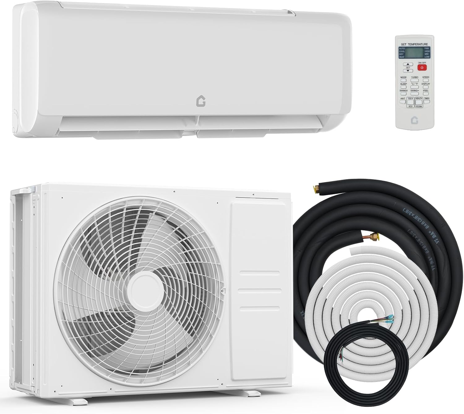 24000 Btu Mini Split AC Heating System, Wifi Enabled Mini Split Air Conditioner with 21 SEER2 Inverter, Heat Pump, 208-230V for Rooms Up to 1500 Sq. Ft, White
