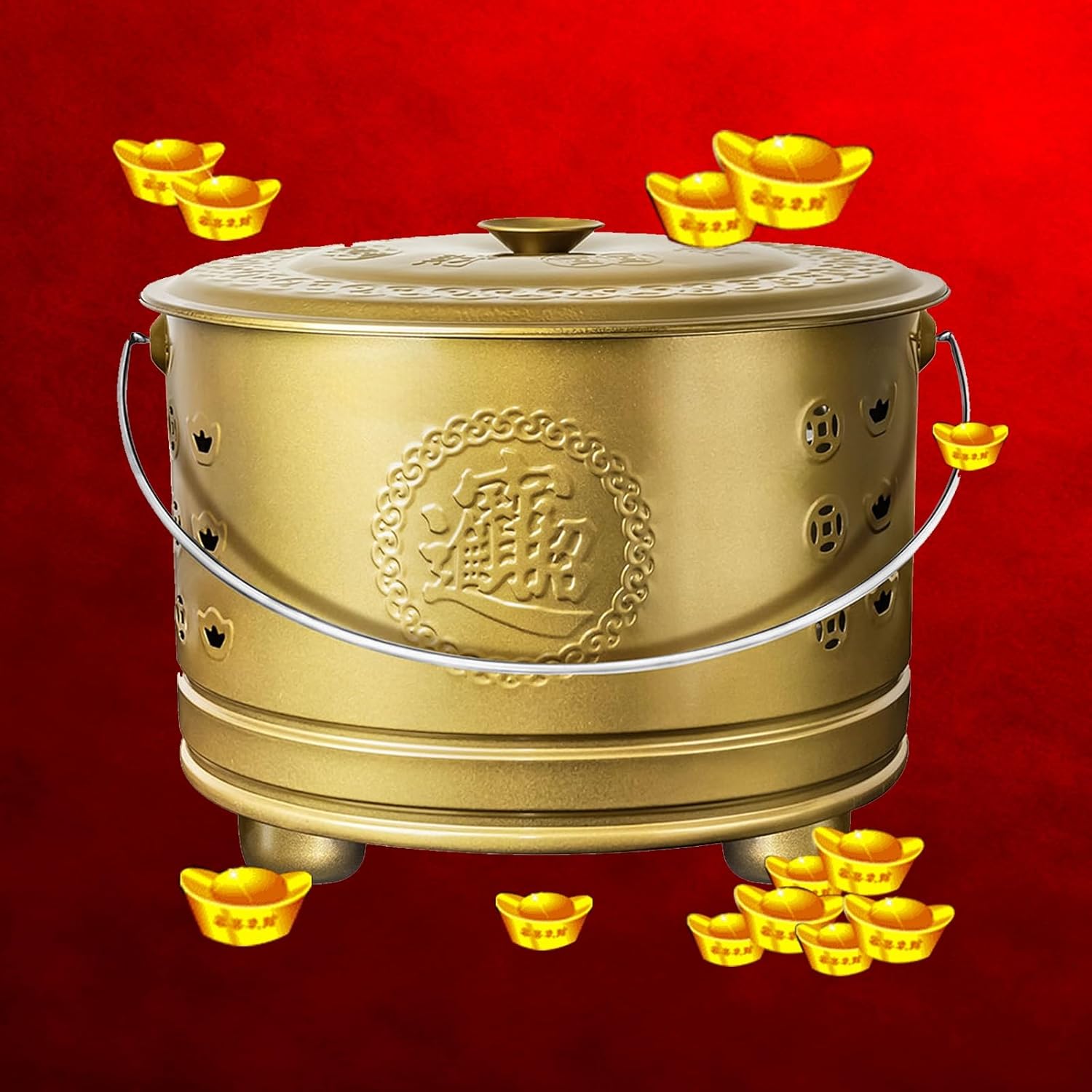 Burn Barrels for Outside for Burning Trash, Outdoor Fire Pit, Table Top Fire Pit, Handle Burn Can for Paper Waste Incinerator Barrel for Yard Patio(Red,42cm/16in)