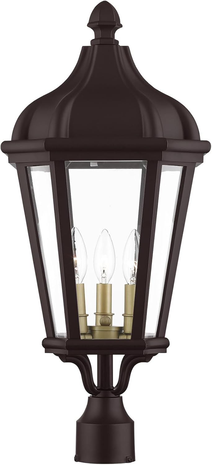 Livex Lighting 3 Light BZ Outdoor Post Top Lantern, Bronze