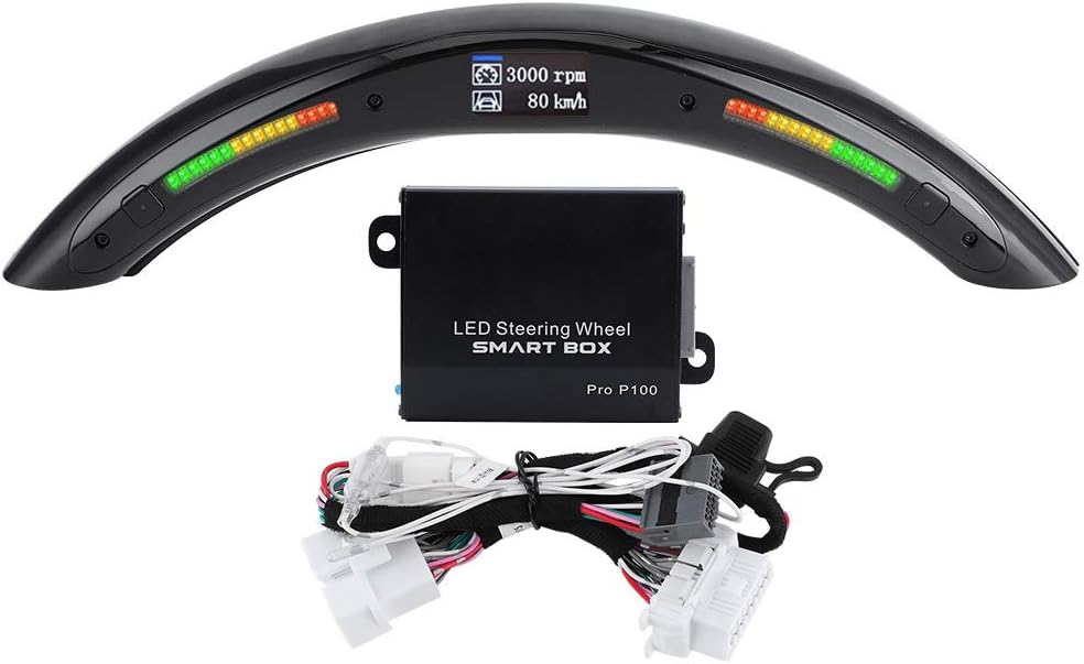 Qiilu 4th Gen LED Performance Steering Wheel Race Digital Display Shift Indicator Lights OBD2 Module Kits