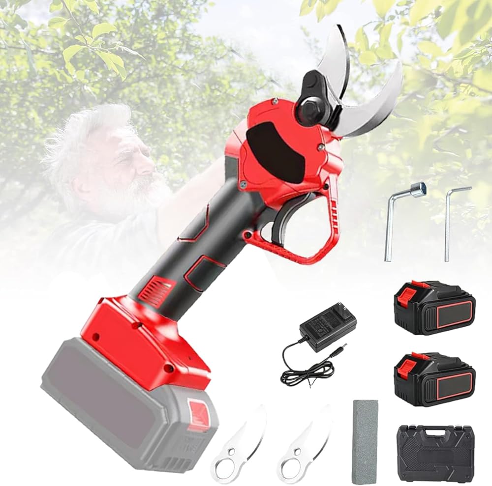 Pruning Shears Compatible with 2x1.5Ah Batteries Packs with Replacement 2 Blade Max 1.37IN Cutting Diameter For Gardening & Tree Pruning, for Heavy Duty Tree Pruner Secateurs,incision 3.0-3.5cm-110V
