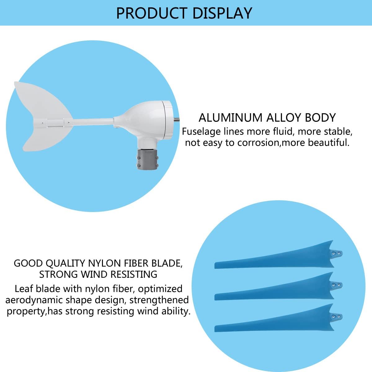 9000W 12V/24V S7 Wind Turbine Generator Built-in Controller 3 Blades Windmill Energy Turbines Charge Fit for Home Camping