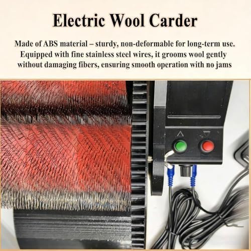 Adjustable Electric Wool Drum Carding Machine with Foot Pedal, Fast Reverse & Forward Speed, for Fiber Blending & Color Mixing, for Wool Combing