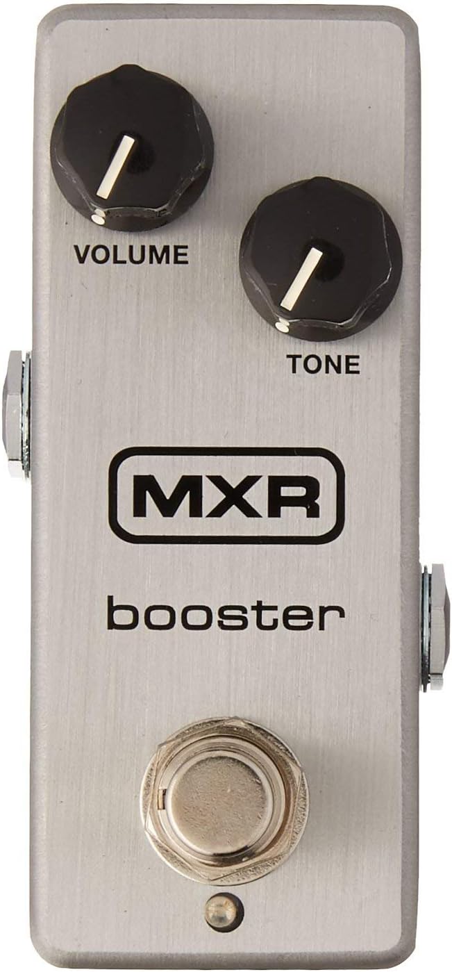 MXR M293 Booster Mini Guitar Effects Pedal Bundle with 2 Patch Cables and Dunlop Pick Pack