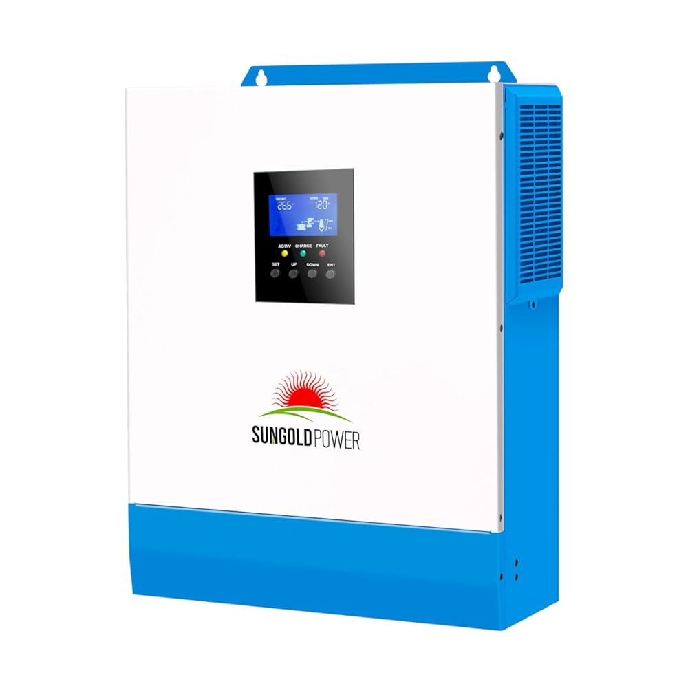 SUNGOLDPOWER 3000W DC 24V Solar Inverter with 60A MPPT Solar Charger (MPPT Voltage Range 30-90Vdc), 40A AC Battery Charger, 120V AC Output,All in One Pure Sine Wave Inverter