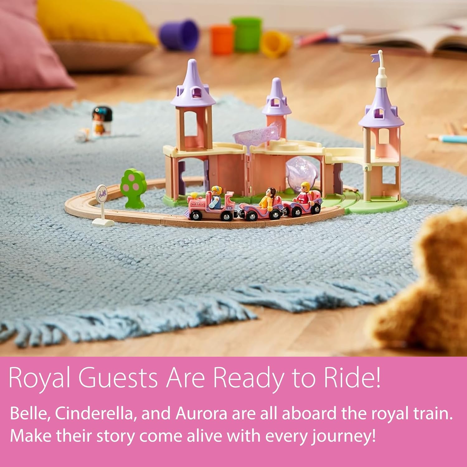 BRIO World Disney Princess Castle Set - 18-Piece FSC-Certified Wood Train Set and Accessories - Includes Moveable Classic Disney Princess Figurines, Castle, Tracks & More - Kids Ages 3 & Up
