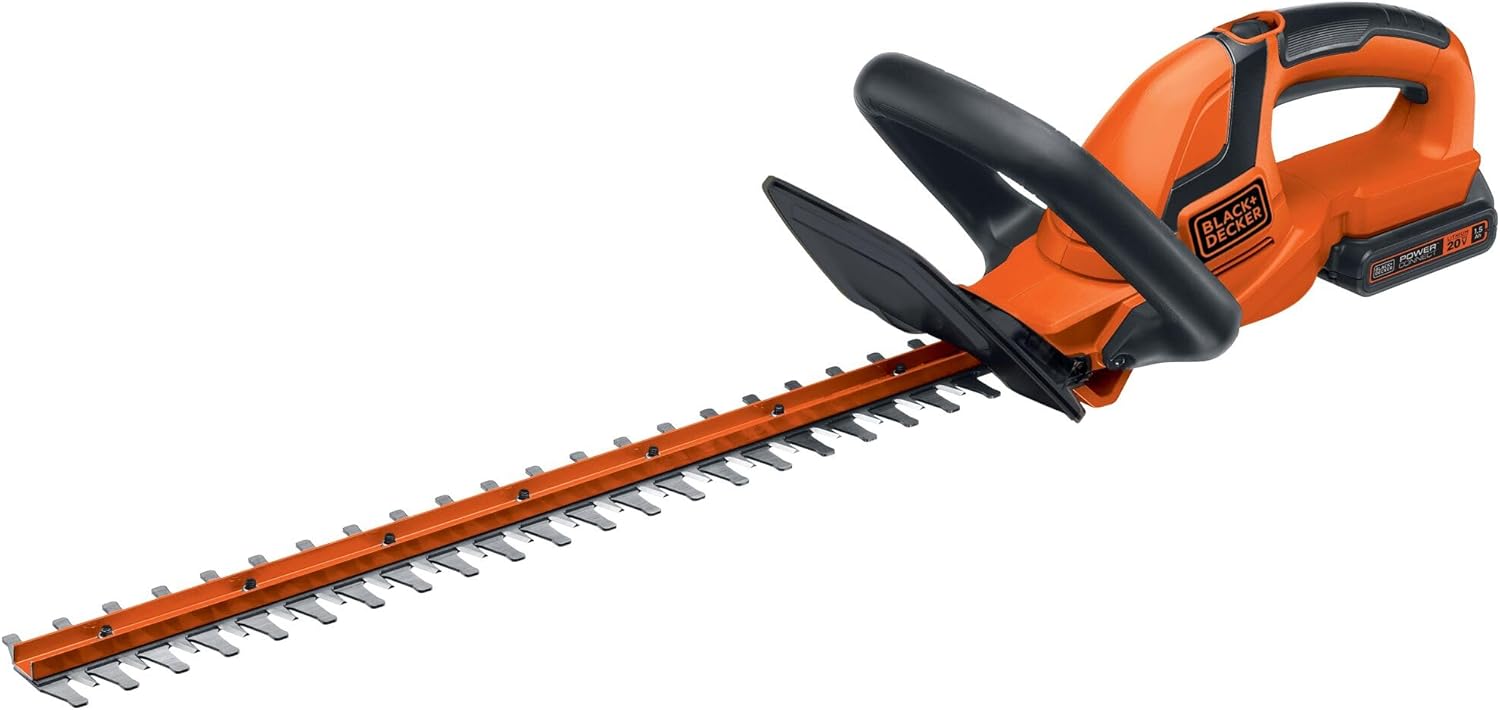 BLACK+DECKER 20V MAX Cordless Hedge Trimmer, Battery and Charger Included, 22 Inch Steel Blade Lightweight Bush Trimmer, Soft Grip, Less Vibration (LHT2220)