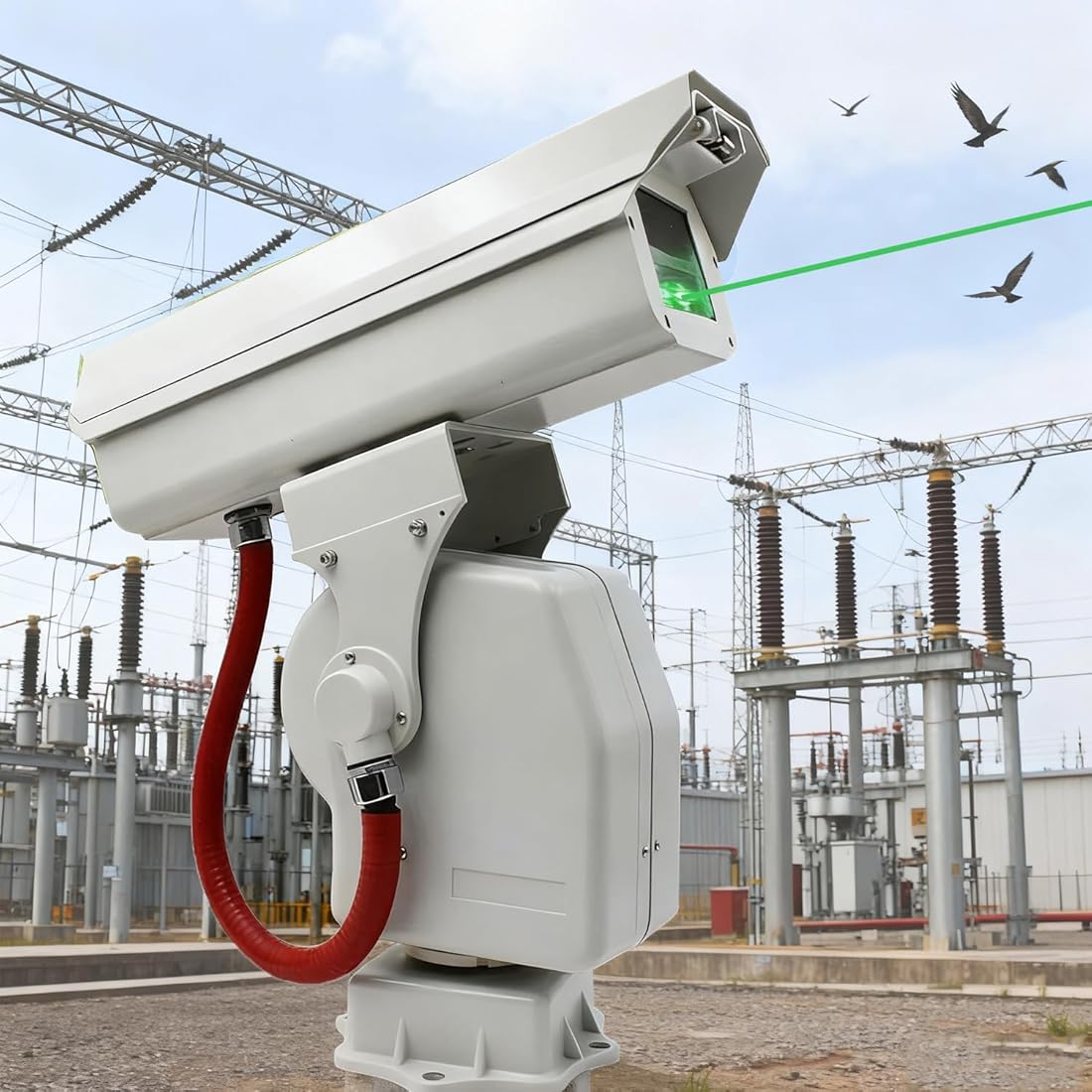 Intelligent Remote Pan Tilt Bird Repeller,Smart Automatic Animal Repell Devices,Multi-Group Timing Cruise,80 Preset Positions Set Called,for Farm,Orchard,Warehouse,Airport B