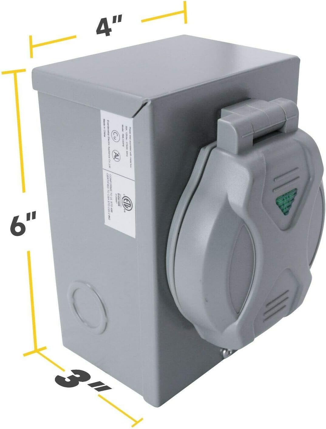 Generator Power Inlet box 30 AMP NEMA L14-30P ETL Listed WEATHERPROOF FLIP COVER