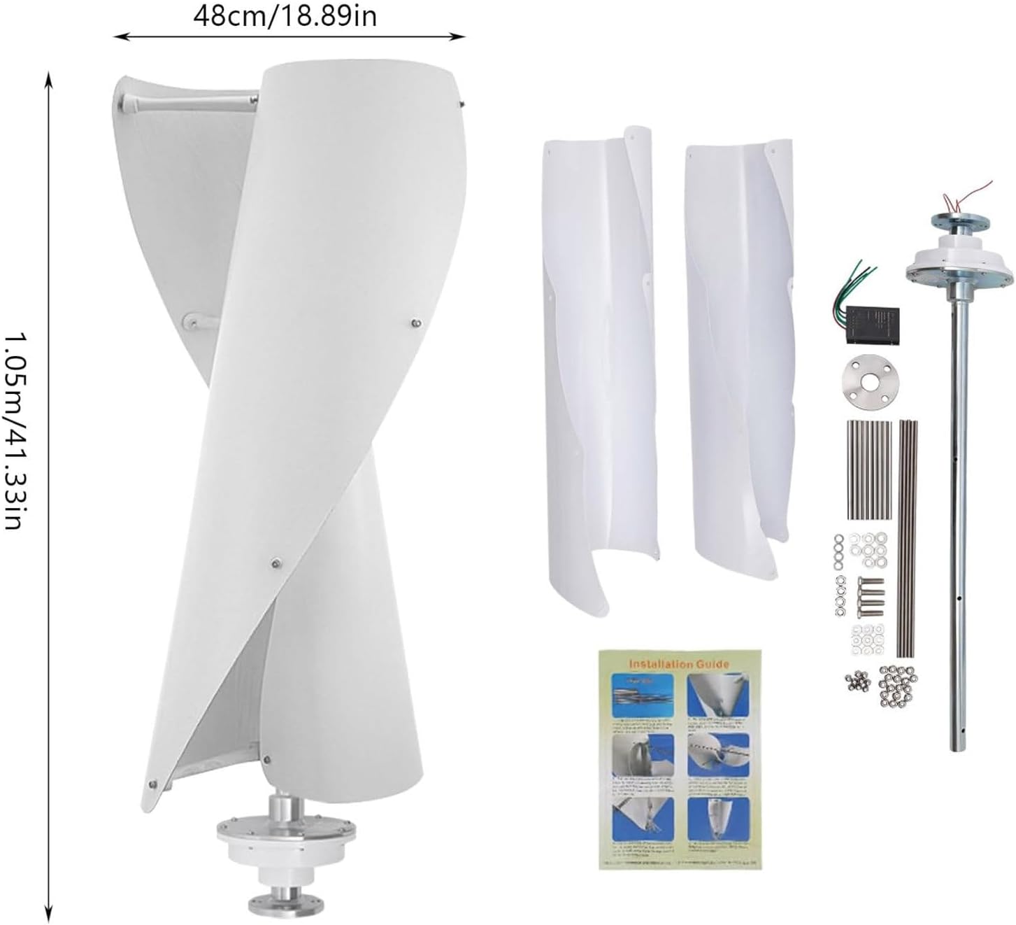 400W Vertical Wind Turbine Generator 12V/24V with MPPT Controller - Helix Magnetic Levitation Axis for Efficient Wind Power Generation