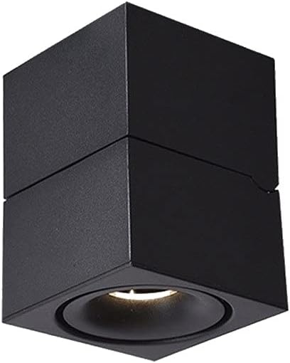 Foldable Commercial Clothing Ceiling Light Surface Mounted Ceiling Flat COB Spotlight Track Lighting 12W Ultra Bright Eye Protection Embedded Downlight Market Panel Lamp Fittings (Color : Black