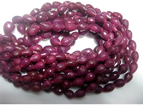 13 inch natural beads strand of 6x8-10x15mm faceted drop ruby gemstone briolletes beads for DIY jewelry - necklace, bracelet, earring, ring.