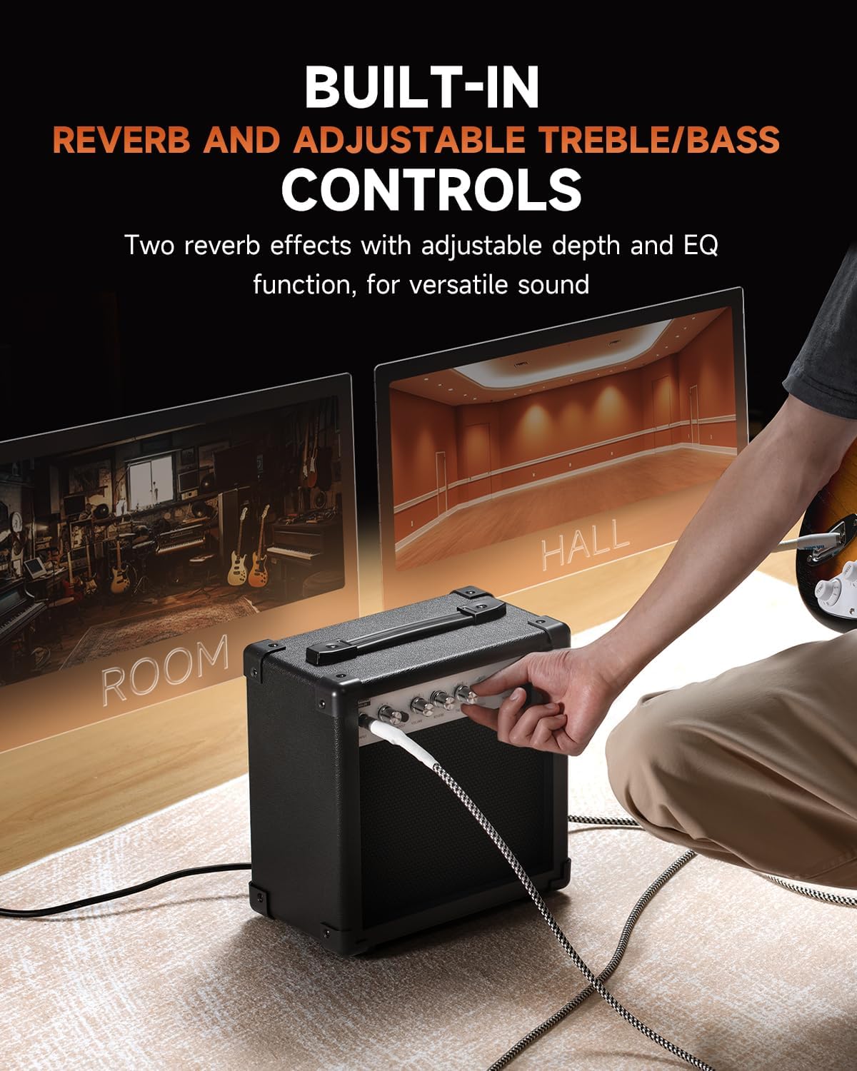 Donner Electric Guitar Amp 20W, DEA-20 Guitar Amplifier with Reverb Effects, Practice Amp with Convenient Clean&Overdrive Switch for Portable