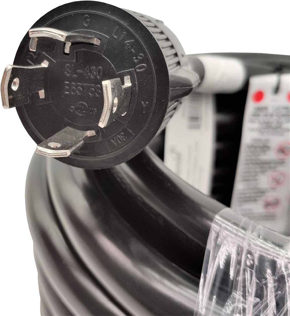 Parkworld UL Listed 30amp 4 Prong Generator Transfer Switch Extension Cord, NEMA L14-30P to L14-30R Female with Lighted. (50 Feet)