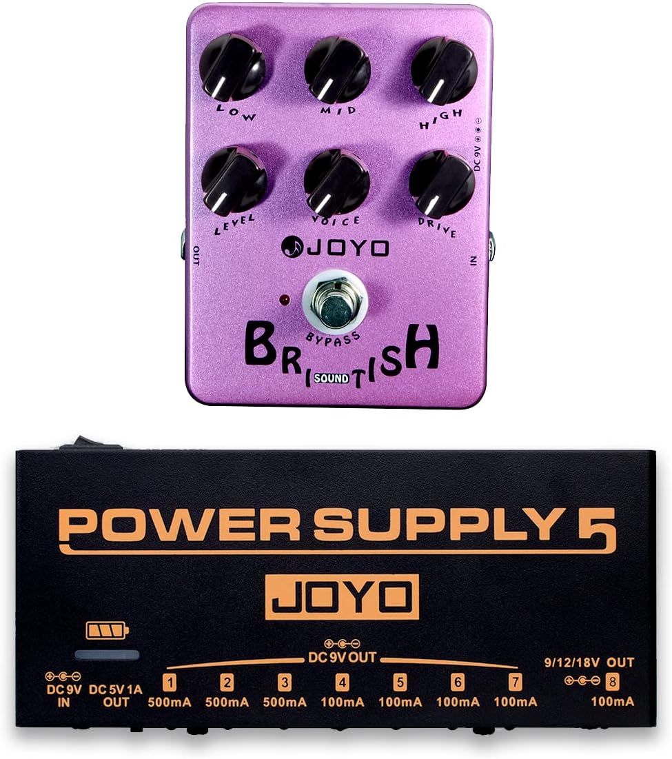 JOYO JF-16 British Sound Amp Simulator Pedal Bundle with JP-05 Pedal Power Supply Built-in Rechargeable Battery