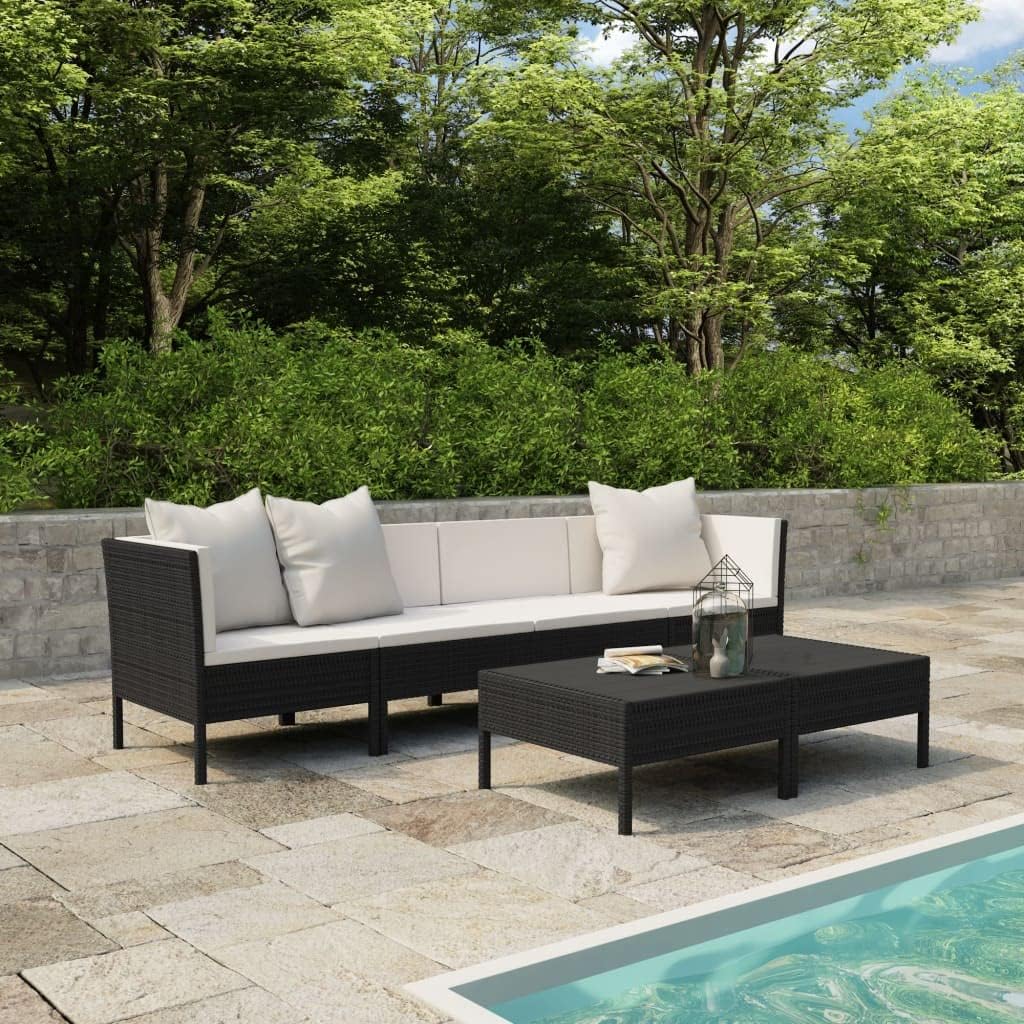 6 Piece Patio Lounge Set with Cushions Poly Rattan Black,Premium 6Piece Patio Lounge Set: Durable, WeatherResistant, and for Relaxation Patio Furniture, Outdoor Furniture Sets
