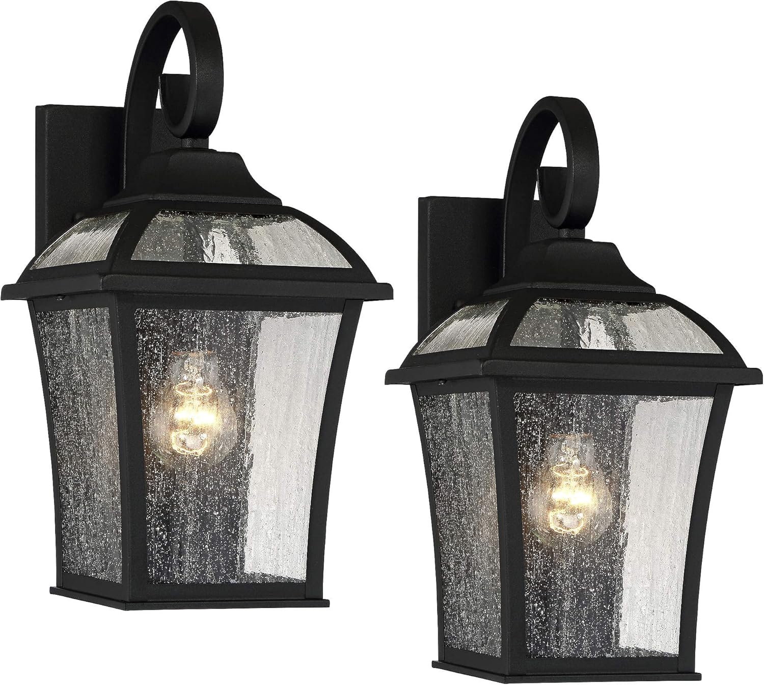 John Timberland Mosconi Traditional Outdoor Wall Carriage Light Fixtures Set of 2 Textured Black Lantern 15
