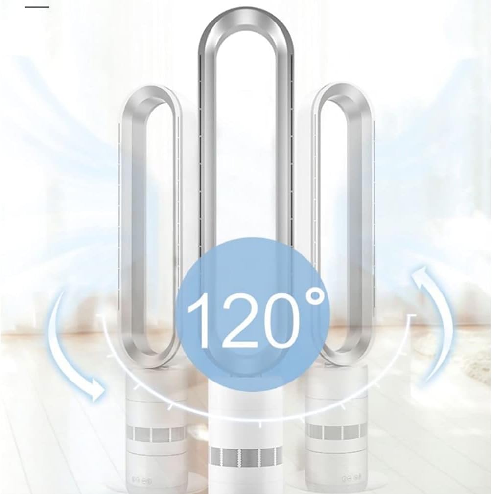 Oscillating 90° Fan Heating/Cooling Dual Purpose 10 Speed Fan with Remote Built-in Space-Saving for Home Office (Color : White)