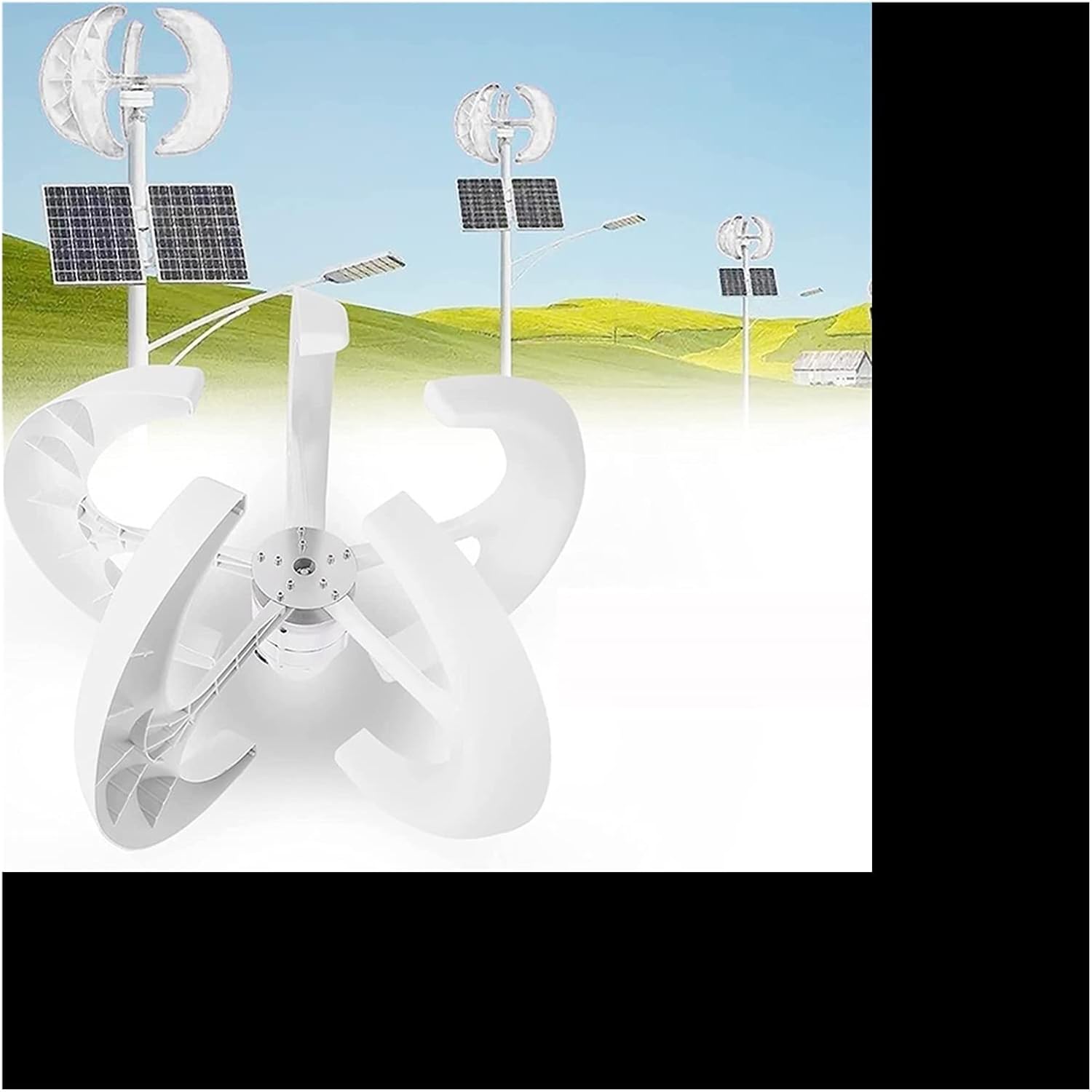 Wind Turbine Generator Kit, 1000W Wind Turbine 12v 24v Vertical Axis Wind Turbine Small Windmill Free Energy Band MPPT Charge Controller For Home for Hybrid Solar Wind System(Blue,WITH MPPT SET_12V)