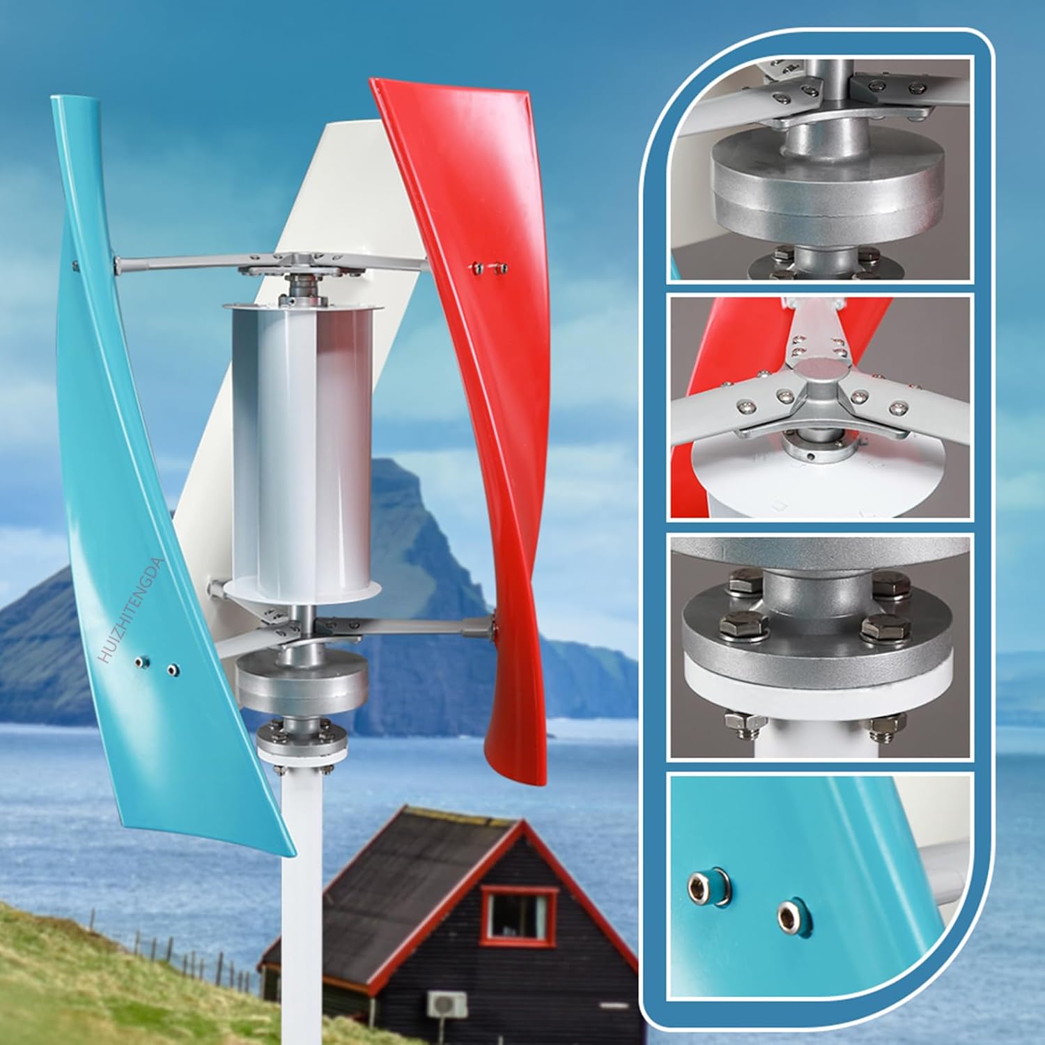 Vertical Wind Turbine Generator 12V 24V 48V 3000W Magnetic Dynamo Free Energy 3 Blades No Noise Wind Turbine Generator Vertical (with MPPT Controller)