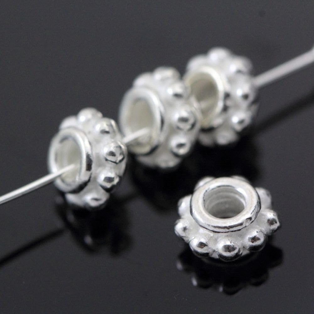 30pcs Adabele Authentic 925 Sterling Silver Hypoallergenic Daisy Flower Round Rondelle Loose Beads Spacer 5.5mm for DIY Craft Jewelry Making SS72