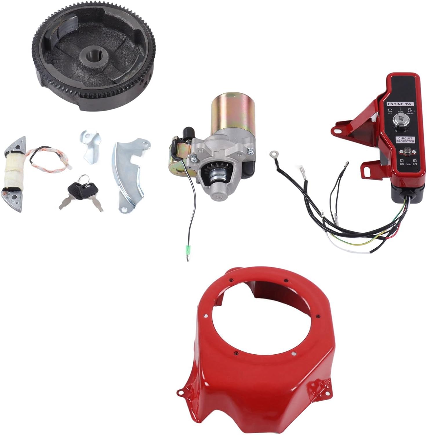 Electric Starter Kit GX160 2KW 3KW Includes Flywheel Motor Electric Large Cover Fits 168F 170F Gasoline Generator