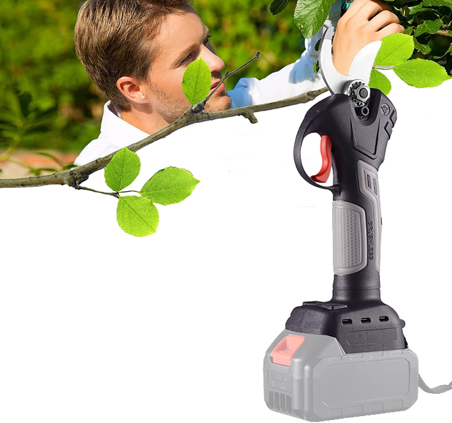 Power Tool Branch Cutter Electric Cordless Pruning Shears, Electric Garden Shears Electric Scissors, 4 Gear Garden Fruit Tree Pruning, Secateurs 0~30mm for Garden/Patio Set1 black2