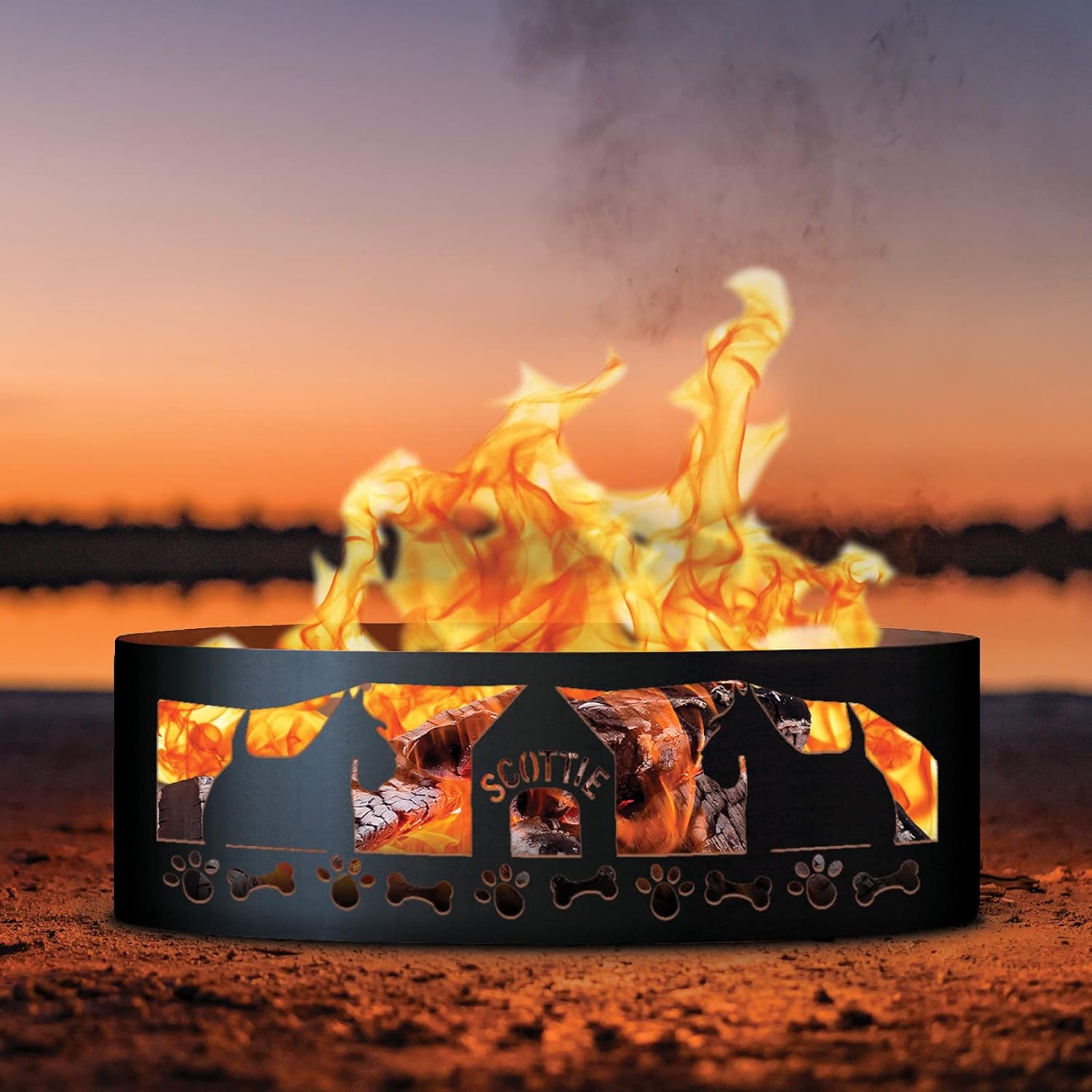 PD Metals SFR01060 Scottie Unpainted 12 in. Tall 60 in. Diameter Outdoor Fire Ring - 60 x 60 x 12 in. - Rustic Black Color