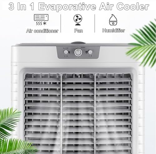 Water Cooler Fan 3 Speeds Portable Room Air Conditioner, Evaporative Air Cooler with Misting Function, 55L Evaporative Cooler Purifier