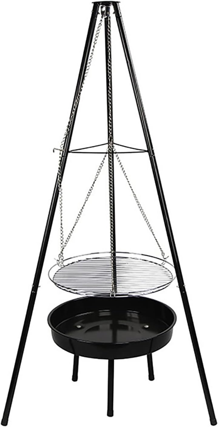 FUSIVE Camping Tripod Grills with Adjustable Hang Chain Portable Outdoor Fire Pit Assembled Cooking Stove for Outdoor Picnic