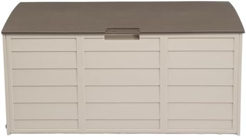 75gal 260L Deck Boxes Outdoor Garden Plastic Storage Deck Box Chest Tools Cushions Toys Lockable Seat (Brown)