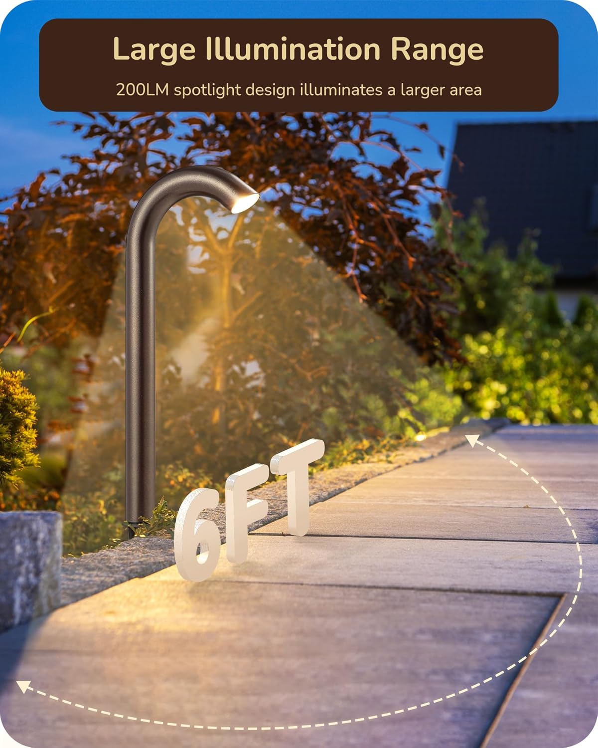 EDISHINE Bronze Low Voltage Landscape Lighting, 3W 3000K 200LM Bright LED Pathway Lights Wired, IP65 Outdoor Landscape Lighting & Accessories, CRI80 Aluminum Bent Pipe Path Light for Garden Yard