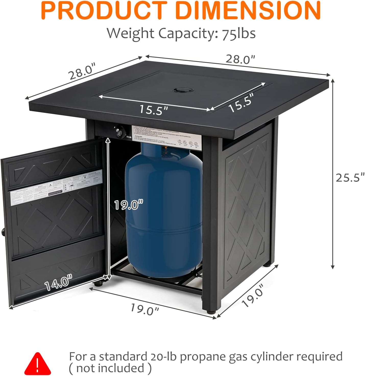 COSTWAY 28 Inches Outdoor Propane Fire Pit Table, 50,000 BTU Patio Gas Fire Pit Table, 2-in-1 Square Auto-Ignition Fire Pit Table with Lid and Lava Rocks for Patio, Backyard, Party, CSA Certification