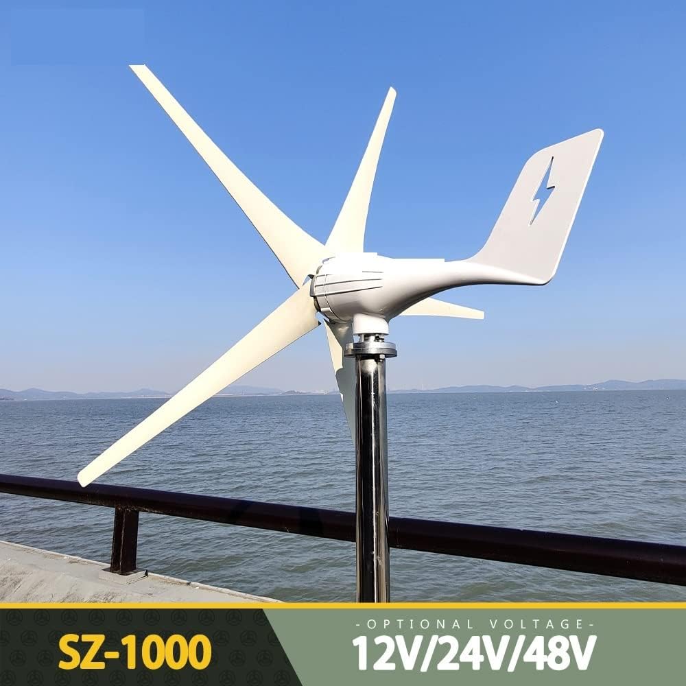 Wind Turbine Generator Kit, Wind Mill Turbine Generator Energy Power 800W 1000W 12V 24V 48V Complete Kit Residential With MPPT Charge Controller For Homeuse for Hybrid Solar Wind System(800W,MPPT CONT