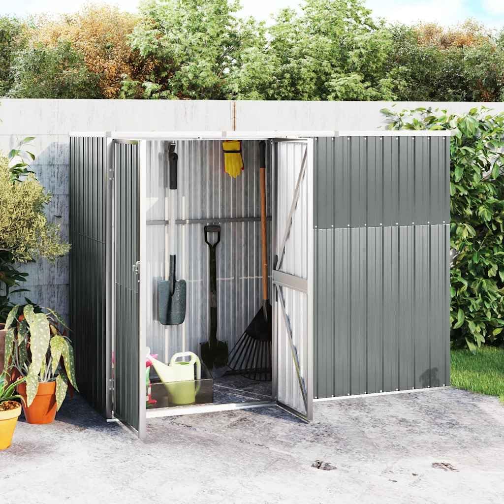 Gartengeräteschuppen grau 225x225x161 cm aus galvanisiertem Stahl mit Schloss Robust & platzsparend für Outdoor Storage shed Garden Tool shed Garage und Rasenfläche