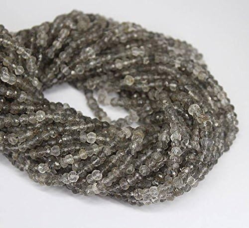 10 strand lot black rutile quartz faceted rondelle gemstone craft beads 13