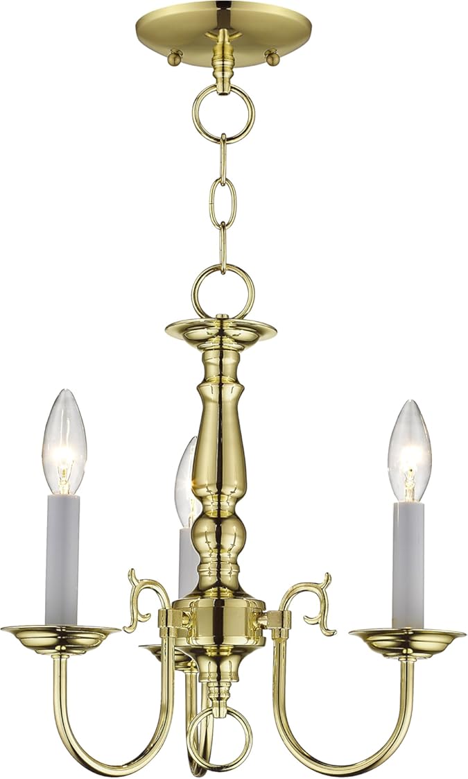 Livex Lighting 5013-02 Williamsburgh 3 Light POLISHED BRASS Hanging Lantern / Flush Mount Mini Chandelier.