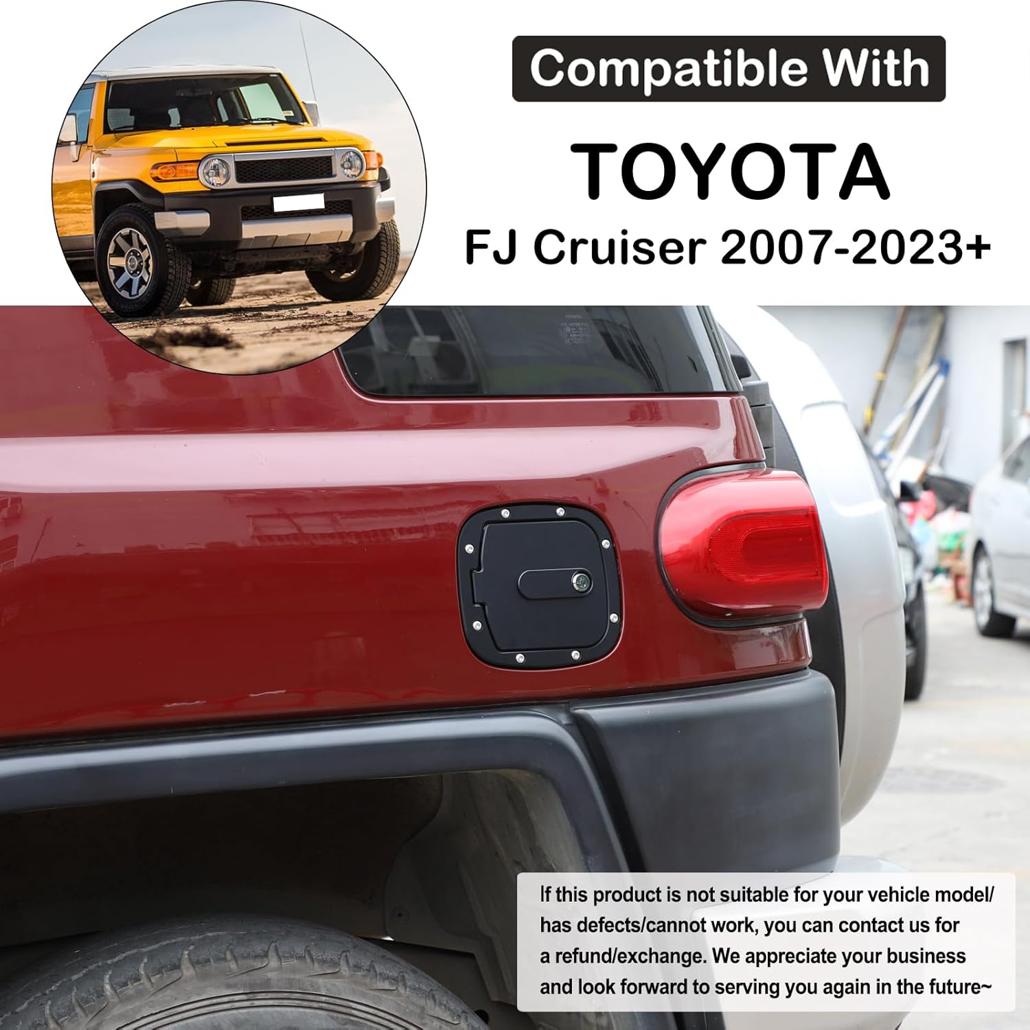 Car Door Locking Gas Cap Tank Cover Fuel Door Protector Compatible with Toyota FJ Cruiser 2007-2021 Fuel Tank Cover Trim Gas Cap Cover Fuel Filler Door Gas Cap Fuel Tank Door Gas Tank Cap Accessories