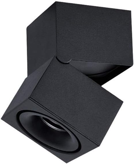 GeRRiT Black Square LED Downlight Aluminum Adjustable Angle Ceiling Lights Surface Mounted Spotlights Energy Saving LED Foldable High Light Efficiency Ceiling Light Fittings (Color : 4000k)