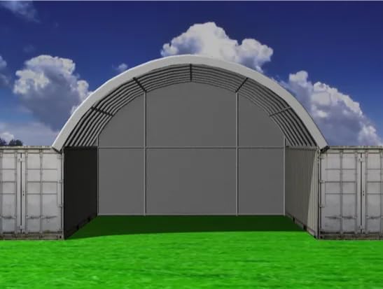 20ft Container Shelter Rear Panel – 11oz (300g) Pe Cover, Fits 20x20ft 20x40ft Shelters, All White Weatherproof, No Metal Frame Included (Antique White, 20ft)