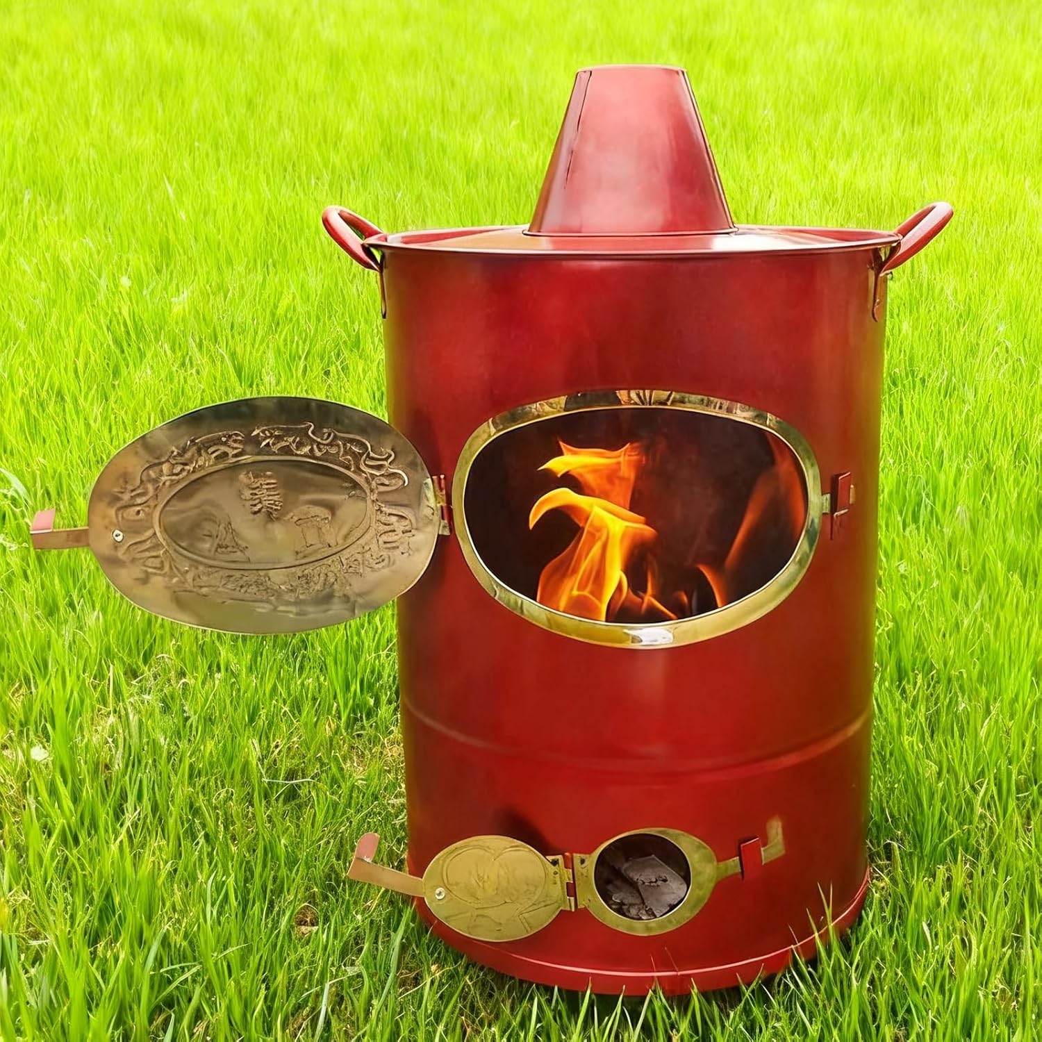 Burn Barrel, Outdoor Fire Pits,Burn Barrel Trash，Stainless Steel Incinerator Cage with Lid，Incinerator，Fire Pit, Burning Garbage, Leaves, Yard Waste, Debris Paper(34cm/13in)
