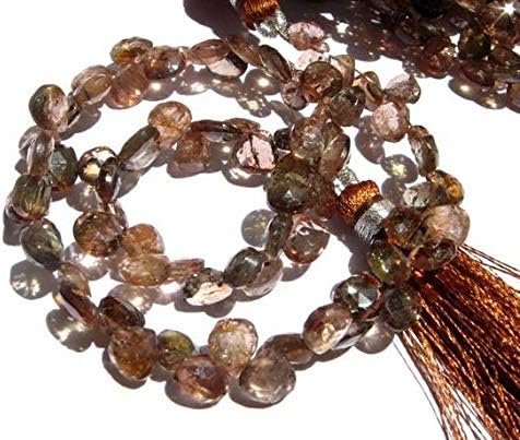 13 inch natural beads strand of 6.5-7.5mm faceted heart andalusite gemstone briolletes beads for DIY jewelry - necklace, bracelet, earring, ring.