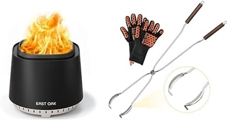 EAST OAK 17'' Fire Pit, Pitch Charcoal, with Tongs and Hook